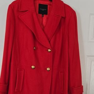 Talbots Women's Vibrant Red Pea Coat Jacket